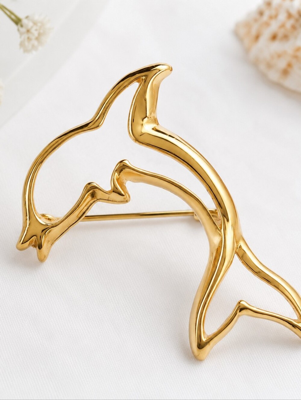 Vintage Napier Gold Tone Dolphin Brooch Coastal Nautical Pin